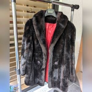 VTG WOMEN'S DARK BROWN 🤎 FAUX 3/4 STROLLER MINK COAT